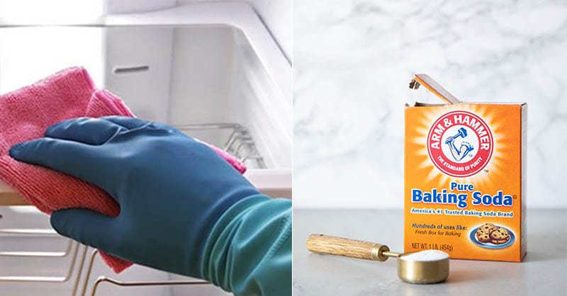 Lau chùi tủ lạnh bằng baking soda