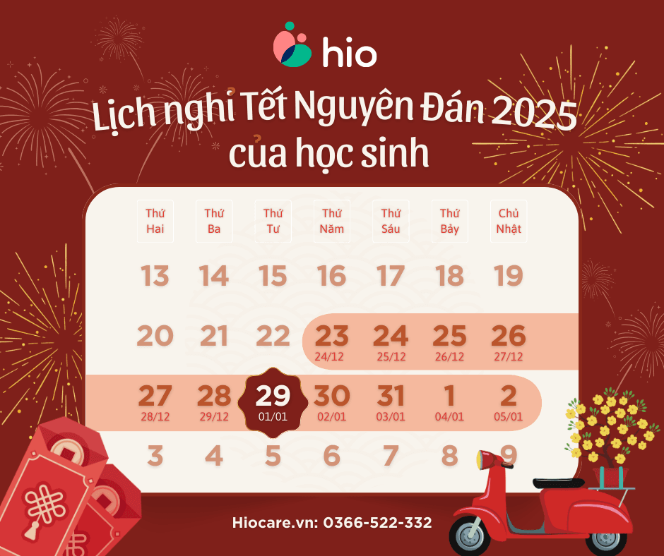 Lịch nghỉ tết nguyên đán 2025 của học sinh