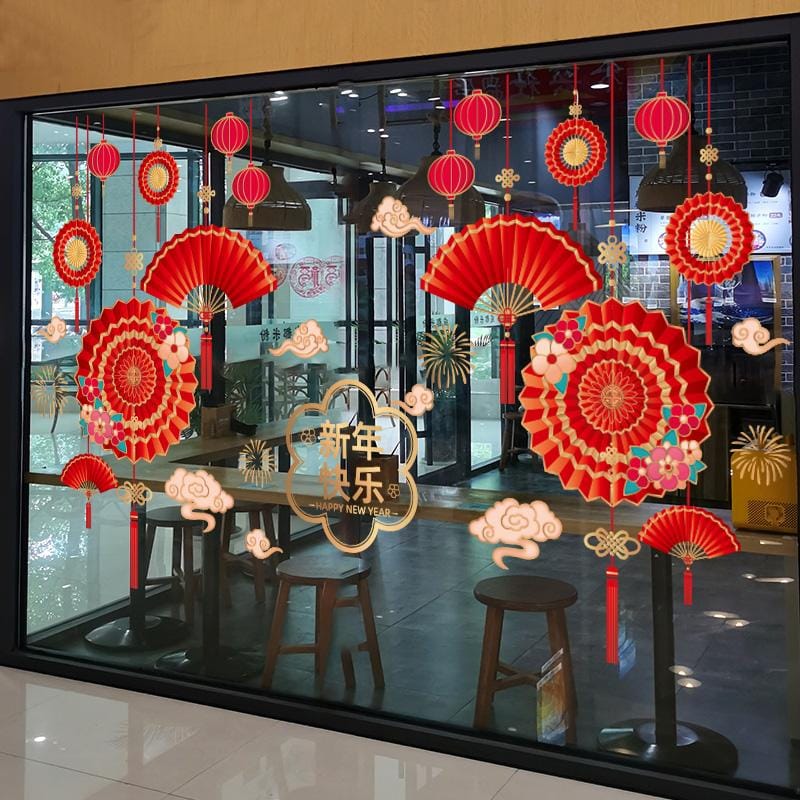 Hình dán trang trí cửa sổ Tết