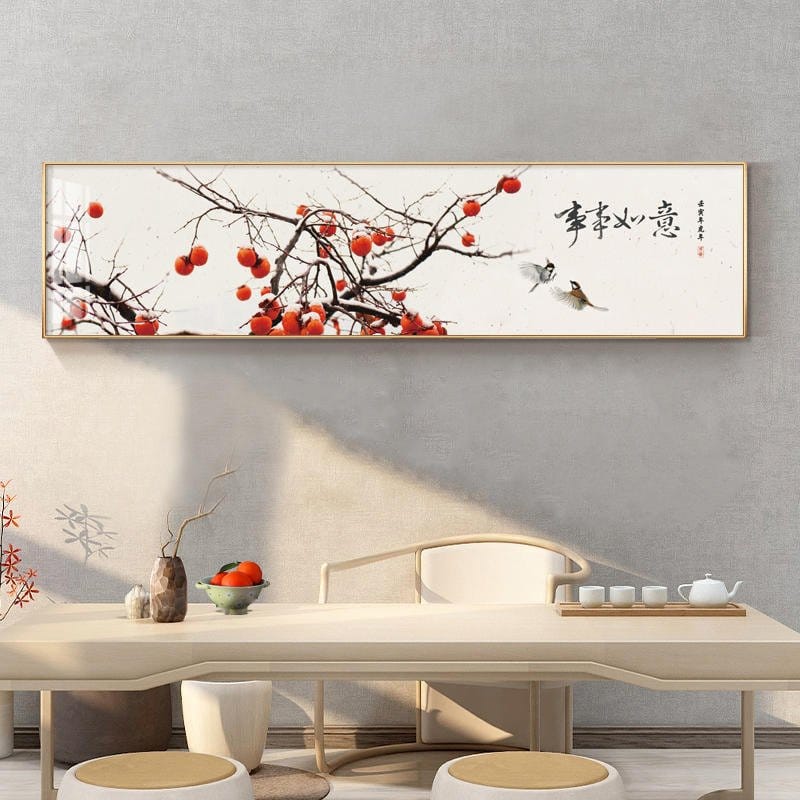 Tranh quả hồng treo phòng khách
